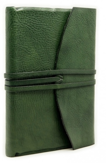 Leder notitieboek met veter en omslag groen