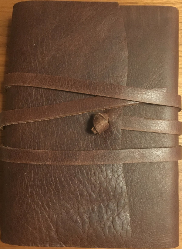 Leder notitieboek piccolo Siena met gemarmerde rand groen