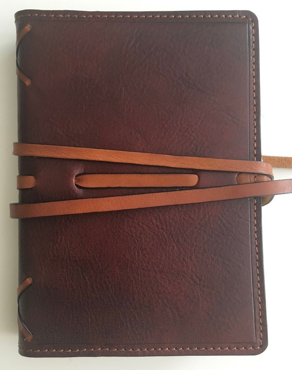 Leder notitieboek-omslag "intreccio" bruin