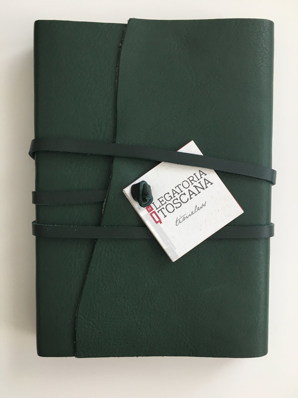 Leder notitieboek met veter Toscane grande groen