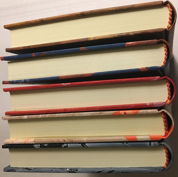 Notitieboek met handgemaakte gemarmerde kaft - blauwrood